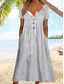 cheap Stripe&amp;Geometric Dress-Women&#039;s Midi Dress Casual Dress Sundress A Line Dress Summer Dress Vacation Casual Beach Holiday Loose Fit Graphic Stripe Short Sleeve Crew Neck Blue Gray Summer