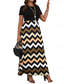 cheap Stripe&amp;Geometric Dress-Women&#039;s Maxi Dress A Line Dress Summer Dress Casual Daily Regular Fit Geometric Short Sleeve Crew Neck Yellow Summer