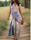 ieftine Rochii boho-Pentru femei Rochie Maxi Rochie de Vară Rochie A line Rochie de vară Vacanță Casual Zilnic Fit regulat Grafic libelulă Manșon scurt În V Roz Îmbujorat Albastru piscină Portocaliu Trifoi Vară