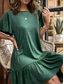cheap Plain Dress-Women&#039;s Mini Dress T Shirt Dress Tee Dress Casual Daily Regular Fit Graphic Short Sleeve Crew Neck Deep Green Summer