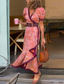 cheap Boho Dress-Women&#039;s Long Dress Maxi Dress Casual Dress Swing Dress Boho Dress Fashion Outdoor Party Holiday Regular Fit Flower Short Sleeve V Neck Pink Summer