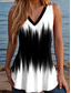 cheap Art&amp;Design Tank Top-Women&#039;s Tank Top Ombre Graphic Abstract Vintage Tropical Metallic Sleeveless V Neck Regular Tops Print White Yellow Red Royal Blue Blue Summer Spring