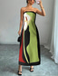 cheap Art&amp;Design Dress-Women&#039;s Long Dress Maxi Dress Casual Dress Summer Dress Fashion Outdoor Party Holiday Regular Fit Color Block Sleeveless Cold Shoulder Blue Orange Green Summer
