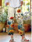 abordables Pantalon droit-Femmes Chinos Pantalons Amples Shorts de plage Vacances ancien Style Ethnique Longueur cheville Taille haute Fleuri Graphique Impression Chaleur Thermique Respirant Doux Micro-Élastique Formel