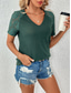 cheap Plain tee-Women&#039;s T Shirt Plain Fashion Stylish Modern Short Sleeve V Neck Regular Tops Daily Weekend Lace Patchwork Black White Red Green Summer