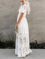 cheap White Lace Dresses-Women's Long Dress Maxi Dress Lace Dress White Dress Fashion Modern Daily Beach Weekend Regular Fit Plain Short Sleeve V Neck White Summer