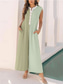 cheap Casual Jumpsuits-Women&#039;s Normal Jumpsuit Active Color Block Short Sleeve Round Neck Buttons Pocket Vacation Daily Regular Fit Pink Blue Purple Summer