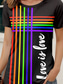 baratos Camiseta de Arte &amp; Design-Camiseta feminina estampada com estampa de desfile do orgulho LGBT, estilo vintage, estilo clássico, manga curta, gola redonda, gola redonda, estampa diária, preta, verão, primavera