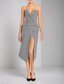 cheap Cocktail Dresses-Houndstooth Dress Tuxedo Dress A-Line Cocktail Dresses Blazer Dress Formal Semi Formal Tea Length Midi Length Sleeveless Blazer Lapel with Pockets Crystal Buttons Wedding Guest Dress 2025
