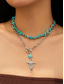 voordelige Dames ketting-Set gelaagde turquoise kralenkettingen voor dames in westernstijl – boho statement sieraden met cactus- en traanvormige bedels, ideaal voor festivals, countryconcerten en vrijetijdskleding