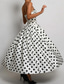 cheap Cocktail Dresses-Drop Waist Corset Dress A-Line Cocktail Dresses Polka Dots Dress Formal Wedding Semi Formal Dress Tea Length Midi Length Sleeveless Sweetheart Satin with Pleats Wedding Guest Dress 2025