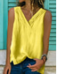 abordables Tops Sencillos para Mujeres-Mujer Camiseta sin mangas tipo camisola Color sólido Diario Casual Sin Mangas Escote en Pico Tops regulares Diario Negro Blanco Amarillo Rosa Azul Marino Verano