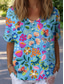 cheap Floral tee-Women&#039;s T Shirt Floral Graphic Plants Vintage Stylish Classic Short Sleeve V Neck Regular Tops Daily Weekend Print White Yellow Blue Green Summer