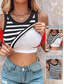 preiswerte Streifen- und geometrisches Tanktop-Damen Camisole-Tanktop Gestreift Täglich Stilvoll Lässig Ärmellos Rundhalsausschnitt Normale Oberteile Täglich Druck Schwarz Weiß Blau Grün Sommer