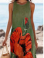 abordables Robes fleuries-Femmes Robe maxi Robe d&#039;Été Robe fourreau Robe à épaules dénudées Occasionnel Sortir Plage Coupe régulière Fleuri Graphique Sans manches Col en V Vert Été Printemps