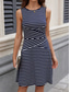 cheap Stripe&amp;Geometric Dress-Women&#039;s Mini Dress A Line Dress Work Dresses Off The Shoulder Dress Vacation Office Regular Fit Plaid Sleeveless Crew Neck Black White Wine Navy Blue Summer
