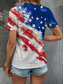 cheap Independence Day Top-Women&#039;s Patriotic  T Shirt Graphic American Flag Vintage Stylish Classic Red White And Blue Short Sleeve V Neck Regular Tops Daily Weekend Print Red Summer Spring