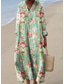economico Abiti a Strisce e Geometrici-Per donna Abito Midi Vestito Estivo Abito a trapezio Vacanza Casual Boho Feste Uscire Spiaggia Floreale Grafico Manica Lunga Scollo a V Rosa chiaro Bianco Verde chiaro Rosa Estate Primavera