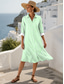 ieftine Rochie cu dungi și geometrică-Pentru femei Rochii Midi Rochie de schimb Casual Dată Fit regulat Grafic Dungi Manșon Lung Guler Cămașă Roz Îmbujorat Albastru piscină Mov Trifoi Vară Toamnă