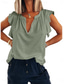 cheap Plain tee-Women&#039;s T Shirt Plain Fashion Modern Casual Short Sleeve V Neck Regular Tops Daily Weekend Ruffle White Pink Green Light Blue Summer