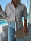 cheap Women&#039;s Stripe&amp;Geometric Tops-Women&#039;s Shirt Floral Stylish Casual Long Sleeve Shirt Collar Regular Tops Daily Buttons Pocket Print Pink Blue Khaki Summer Spring