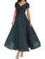cheap Floor Length-A-Line Mother of the Bride Dress Elegant V Neck Floor Length Polyester Short Sleeve with Solid Color 2025