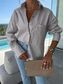 cheap Women&#039;s Stripe&amp;Geometric Tops-Women&#039;s Shirt Floral Stylish Casual Long Sleeve Shirt Collar Regular Tops Daily Buttons Pocket Print Pink Blue Khaki Summer Spring
