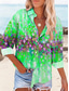 cheap Hawaiian Tops-Women&#039;s Shirt Floral Graphic Vintage Tropical Daily Long Sleeve Shirt Collar Regular Tops Work Daily Buttons Print Yellow Blue Purple Green Summer Spring