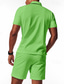 abordables Polo Classique pour Hommes-Homme Polo Polo quart de zip Extérieur Tenue quotidienne Revers Manche Courte Mode Hawaïen Uni 2 pièces Été Coupe régulière Noir Blanche Bleu Roi Vert Kaki Gris Polo