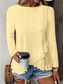 cheap Plain Tops-Women&#039;s Blouse Solid Color Stylish Casual Long Sleeve Crew Neck Regular Tops Daily Ruffle Eyelet White Yellow Blue Green Summer Spring