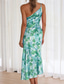 cheap Print Floral Dresses-Women&#039;s Midi Dress Floral Dress Print Dress Fashion Modern Outdoor Vacation Weekend Regular Fit Flower Sleeveless One Shoulder Yellow Blue Purple Orange Summer