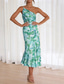 cheap Print Floral Dresses-Women&#039;s Midi Dress Floral Dress Print Dress Fashion Modern Outdoor Vacation Weekend Regular Fit Flower Sleeveless One Shoulder Yellow Blue Purple Orange Summer