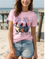 cheap Independence Day Top-Women&#039;s Patriotic  T Shirt Graphic Animal Flag Vintage Stylish Classic Short Sleeve Crew Neck Round Neck Regular Tops Daily Weekend Print Black White Pink Red Blue