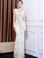 cheap GREEN-Mermaid / Trumpet Quinceanera Dresses Elegant Dress Formal Wedding Floor Length Sleeveless Crew Neck Sequined with Sequin 2025