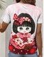 voordelige Kunst &amp; Design t-shirt-Kayomi Harai dames t-shirt bloemenprint cartoon schattig stijlvol casual korte mouw ronde hals normale tops dagelijks print rood zomer lente
