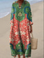 economico Abiti a Strisce e Geometrici-Per donna Abito Midi Vestito Estivo Abito a trapezio Vacanza Casual Boho Feste Uscire Spiaggia Floreale Grafico Manica Lunga Scollo a V Rosa chiaro Bianco Verde chiaro Rosa Estate Primavera