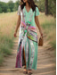 ieftine Rochii boho-Pentru femei Rochie Maxi Rochie de Vară Rochie A line Rochie de vară Vacanță Casual Zilnic Fit regulat Grafic libelulă Manșon scurt În V Roz Îmbujorat Albastru piscină Portocaliu Trifoi Vară