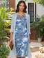 preiswerte Mamas Kleidersets-Zweiteilig Meerjungfrauenschnitt Tee-Länge Kleid für Hochzeitsgäste Brautmutterkleid Halbarm Rundhalsausschnitt Elegant Einfach luxuriös Formell Hochzeitsgast Chiffon Satin mit Spitze