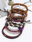 baratos Jóias Masculinas-Conjunto de pulseiras masculinas trançadas com miçangas multicamadas estilo boho, vários designs de materiais - madeira, couro e corda, estilo tribal, praia e uso casual