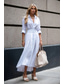 ieftine Rochii Albe Casual-Pentru femei Rochie Lunga Rochie Maxi Rochie leagăn Elegant Ieșire Fit regulat Culoare pură Manșon Lung În V Negru Alb Toamnă