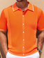 cheap Men&#039;s Printed Polo-Men&#039;s Button Up Polos Golf Shirt Casual Sports Lapel Short Sleeve Fashion Basic Plain Buttons Summer Blue Orange Gray Button Up Polos