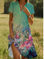 preiswerte Blumenkleid-Damen Midikleid Wickelkleid A Linie Kleid Urlaub Lässig Boho Ausgehen Standard Passform Blumen Grafik Kurzarm V Ausschnitt Weiß Grün Khaki Sommer