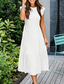 preiswerte Abschlusskleider-Damen Midikleid Weißes Kleid Abschlusskleid Mode Geburtstag Date Teegesellschaft Normale Passform Einfach Ärmellos Rundhalsausschnitt Schwarz Weiß Hellgrün Armeegrün Sommer