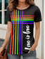 baratos Camiseta de Arte &amp; Design-Camiseta feminina estampada com estampa de desfile do orgulho LGBT, estilo vintage, estilo clássico, manga curta, gola redonda, gola redonda, estampa diária, preta, verão, primavera