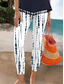 cheap Art&amp;Design Print-Women&#039;s Leggings Vacation Vintage Fashion Long High Waist Graphic Stripe Printing Breathable Soft Stretchy Vacation Casual Daily Blue Black-white Summer Spring Slim Fit