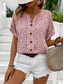 billige Blomstrete topper-Dame Bluse Blomstret Stilfull Fritid Kortermet Crew-hals Vanlige topper Daglig Knapper Trykt mønster Rosa Navyblå Oransje Sommer