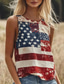 cheap Independence Day Top-Women&#039;s Patriotic  Camisole Tank Top Graphic Flag USA Bohemia Daily Retro Vintage Sleeveless Crew Neck Regular Tops Vacation Wear Red Summer Spring