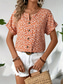 billige Blomstrete topper-Dame Bluse Blomstret Stilfull Fritid Kortermet Crew-hals Vanlige topper Daglig Knapper Trykt mønster Rosa Navyblå Oransje Sommer
