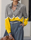 cheap Stripe&amp;Geometric Tops-Women&#039;s Shirt Graphic Geometric Plaid Casual Long Sleeve Shirt Collar Regular Tops Work Daily Buttons Print Yellow Red Blue Purple Rainbow Summer Spring Fall