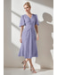 cheap Floor Length-Sky Blue Burnt Out Dots Lace A-Line Mother of the Bride Dress Elegant Simple Wedding Guest Dress V Neck Floor Length Chiffon Lace Short Sleeve with Ruching 2025
